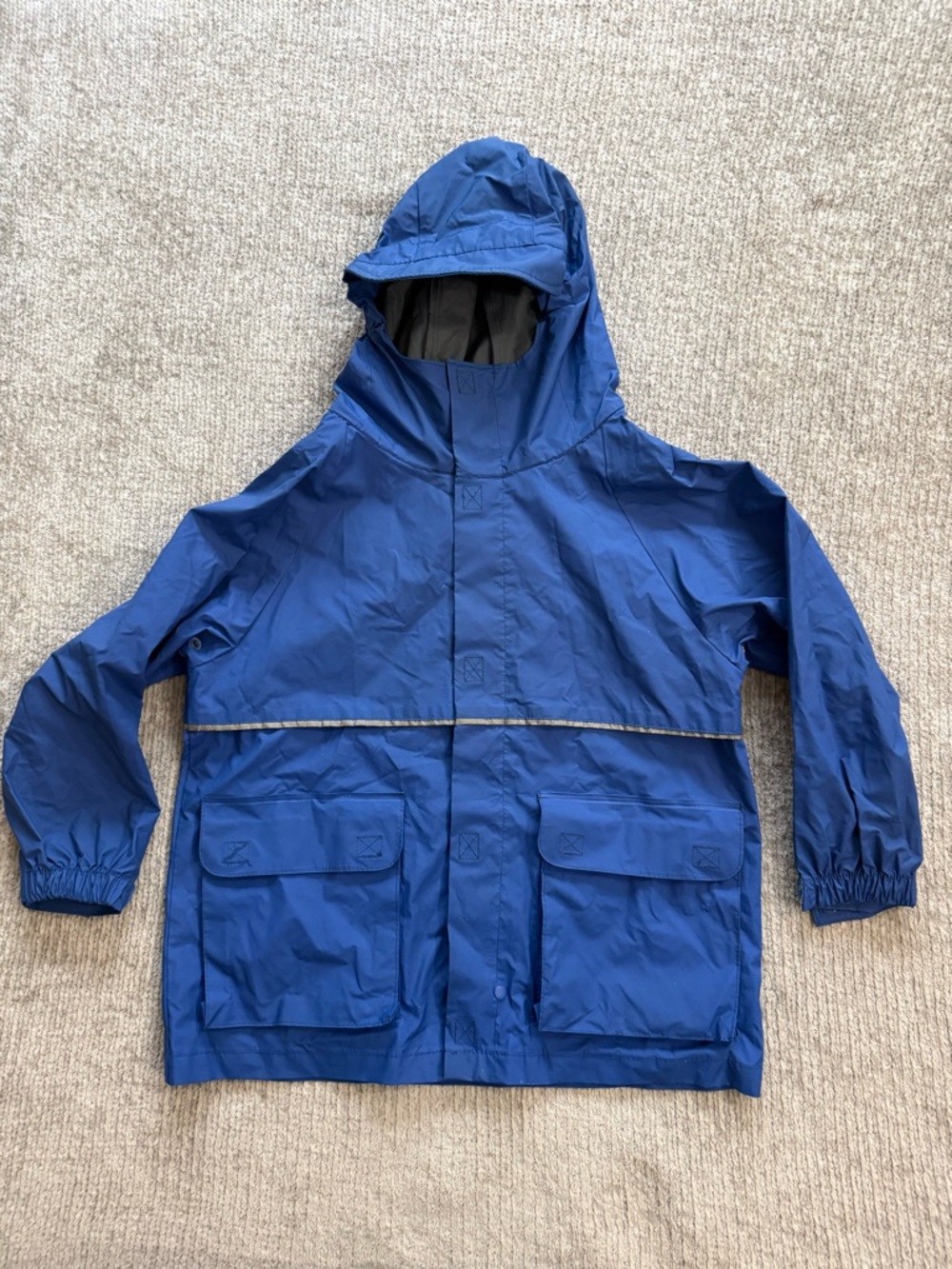 Pro Rainier Kids Rain Jacket Blue Hooded Waterproof Coat Size Small 8